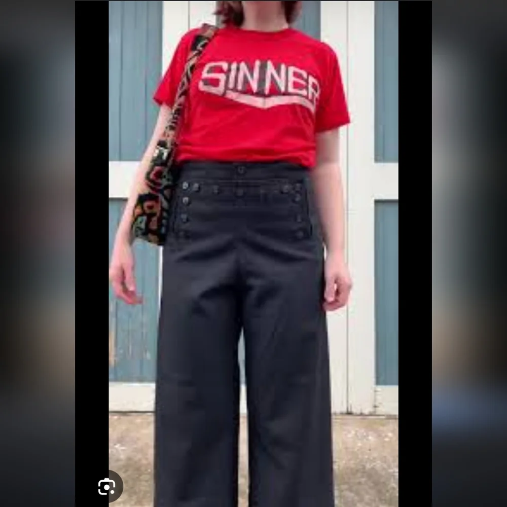 Vintage US Navy 1940s Blue Wool High-Waisted Sailor Trousers Womens 30 Classical - Picture 3 of 16